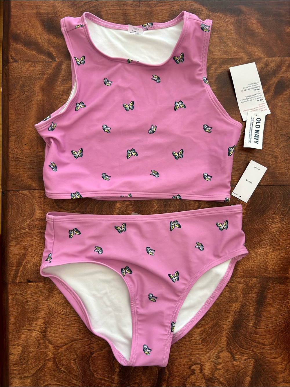 🩷 NWT! Old Navy Pink Butterfly Crop Tankini Set